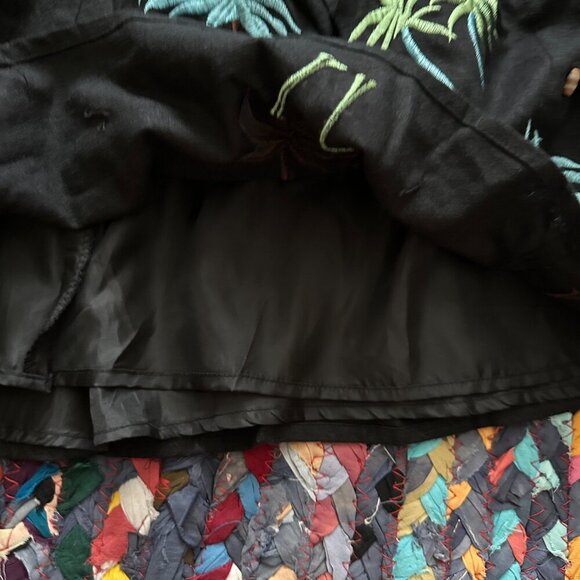 Vintage Carole Little Black Embroidered Palm Tree Skirt Women's Size 8 Linen - Picture 14 of 15